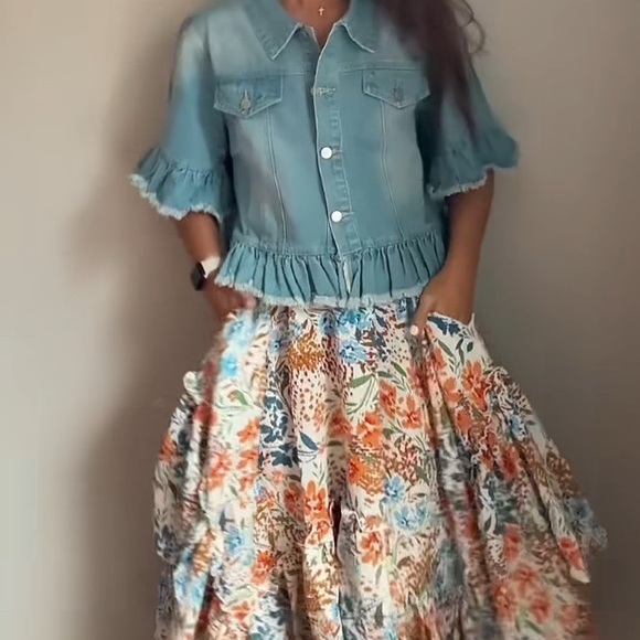 Blue Denim Ruffle Jacket - Picture 9 of 12